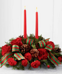 Christmas Centerpiece from Clifford's where roses are our specialty