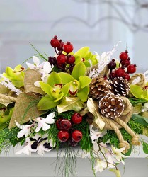 Glorious Winter Centerpiece from Clifford's where roses are our specialty