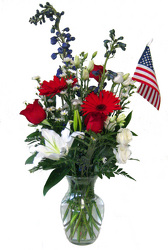 Red, White, and Blue from Clifford's where roses are our specialty