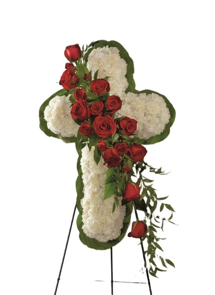 Floral Cross from Clifford's where roses are our specialty