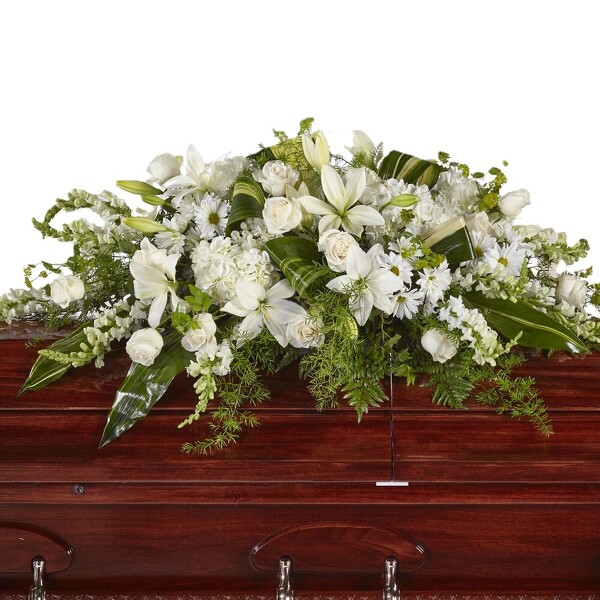 The Abundance Casket Spray from Clifford's where roses are our specialty