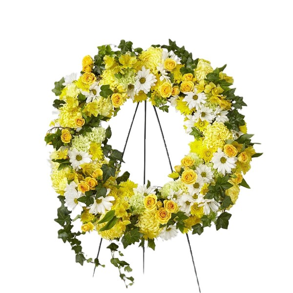 Golden Remembrance Wreath from Clifford's where roses are our specialty
