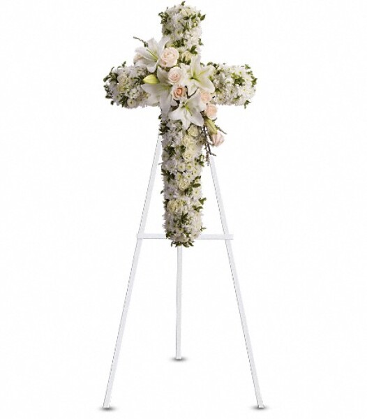 Divine Light Cross from Clifford's where roses are our specialty