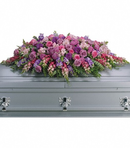Lavender Tribute Casket Spray from Clifford's where roses are our specialty