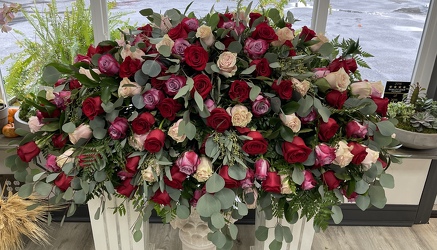Rose Casket Cover from Clifford's where roses are our specialty
