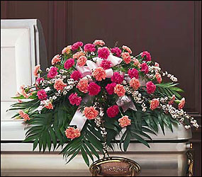 Delicate Pink Casket Spray from Clifford's where roses are our specialty
