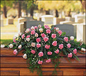 Heavenly Pink Casket Spray from Clifford's where roses are our specialty