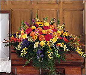 Celebration of Life Casket Spray from Clifford's where roses are our specialty