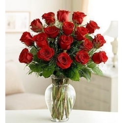18 Roses in vase from Clifford's where roses are our specialty