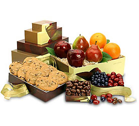 Mrs. Fields Harvest Fruit Tower from Clifford's where roses are our specialty