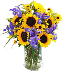 Sunflowers and Iris Bouquet from Clifford's where roses are our specialty