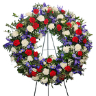 Patriot Wreath from Clifford's where roses are our specialty