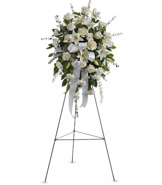 Quiet Tribute Standing Spray from Clifford's where roses are our specialty