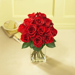 1 Dozen Red Roses with Vase from Clifford's where roses are our specialty