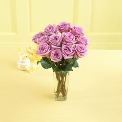 One Dozen Lavendar Roses with Vase from Clifford's where roses are our specialty