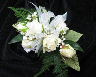 White Rose Corsage from Clifford's where roses are our specialty