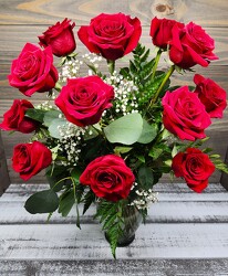 12  Roses in vase from Clifford's where roses are our specialty