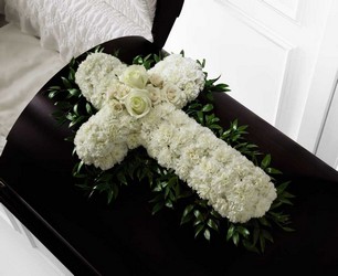 The Peaceful Memories(tm) Casket Spray from Clifford's where roses are our specialty